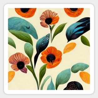 Seamless pattern of summer colored flowers and leaves Sticker